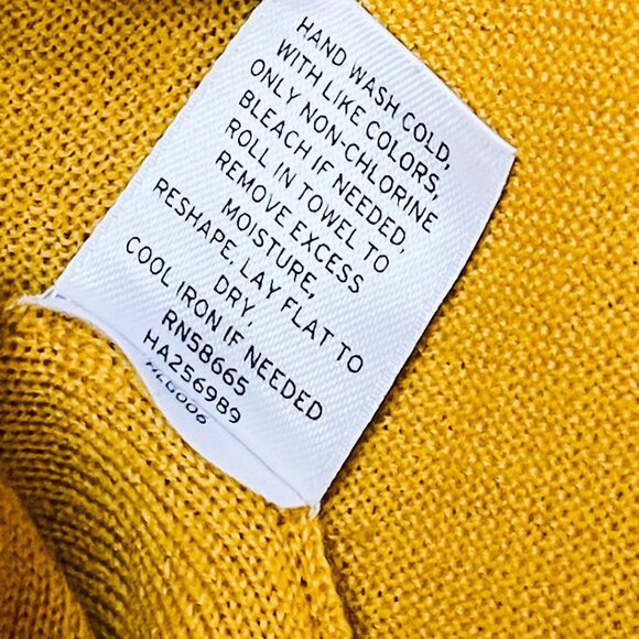 100% Merino Wool V-Neck Cardigan — Mustard Yellow Sweater (Halogen, M) - Picture 7 of 10